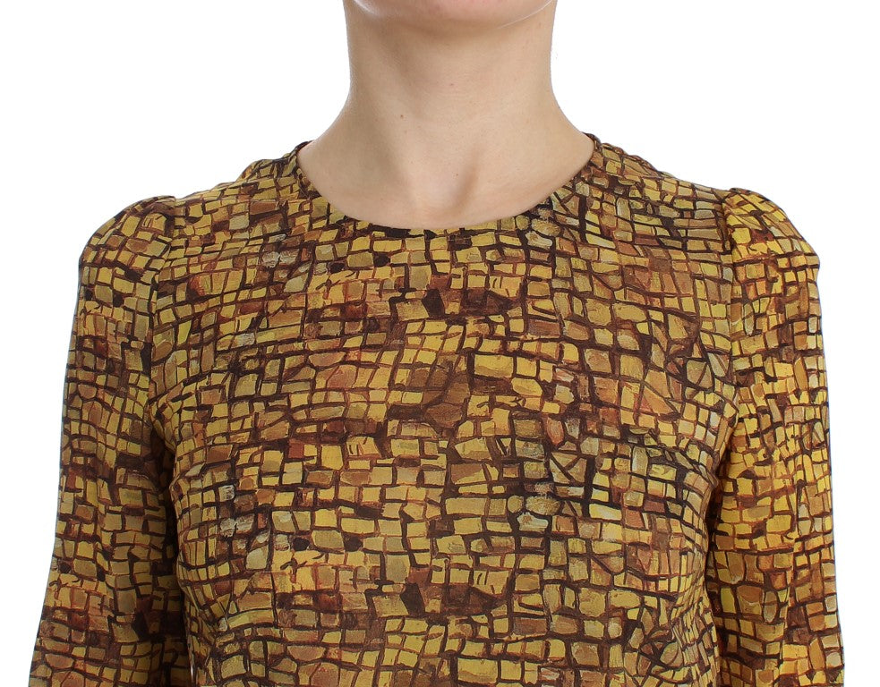 Dolce & Gabbana Sicilian Mosaic Print Silk Blouse