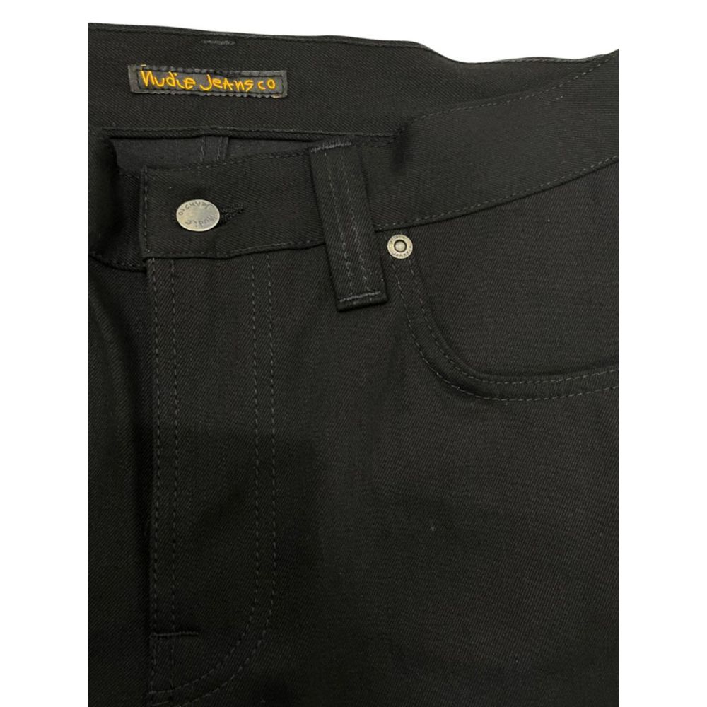 Nudie Jeans Black Cotton Men Jeans