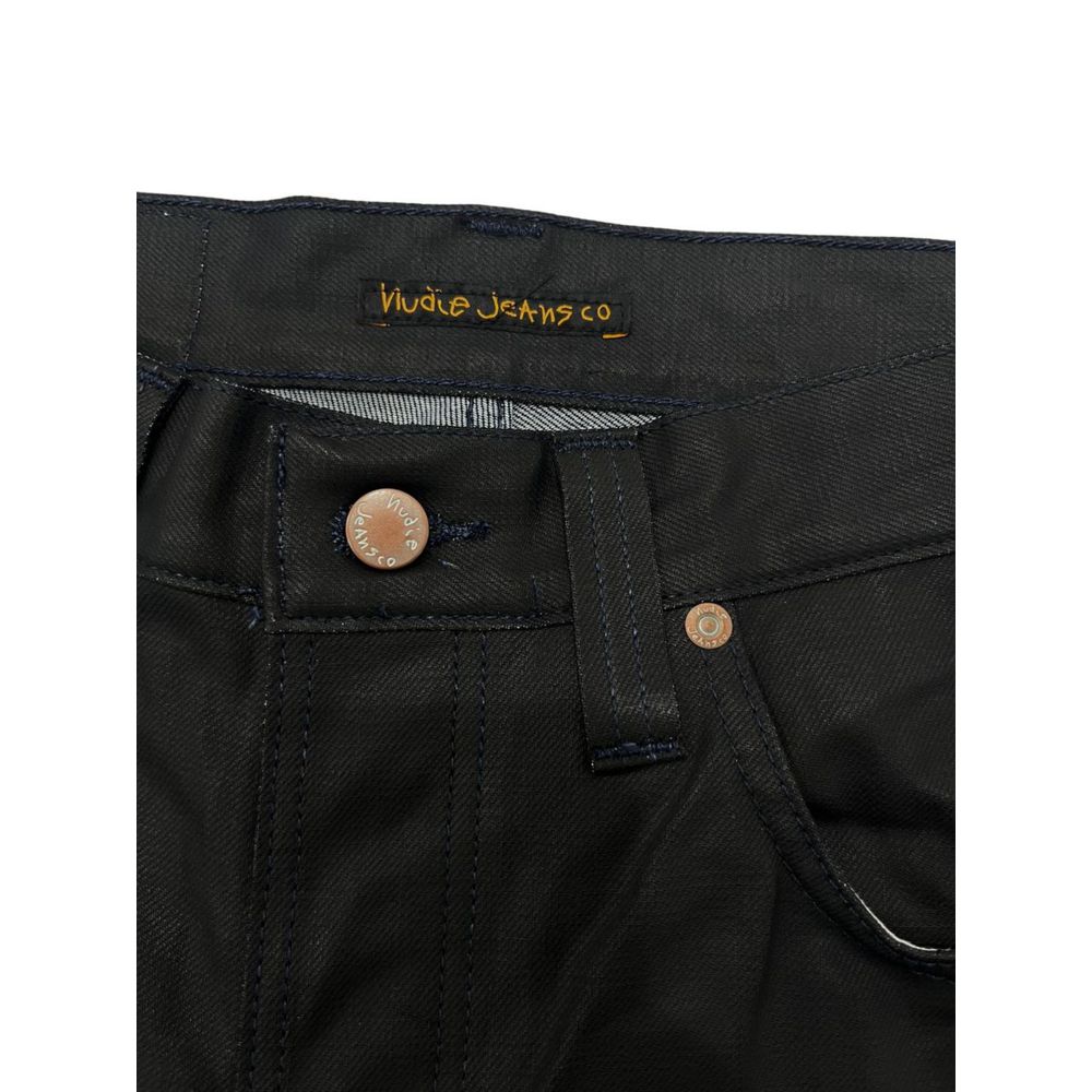 Nudie Jeans Black Cotton Men Jeans