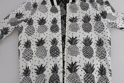 Dolce & Gabbana White Black Pineapple Bomber Coat Jacket