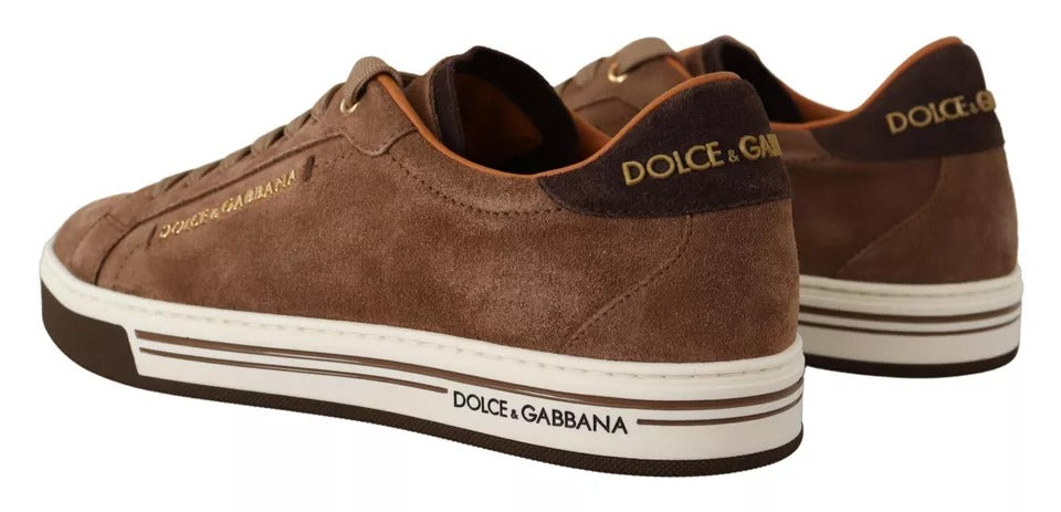 Dolce & Gabbana Brown Suede Logo Low Top Sneakers Men Shoes