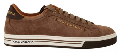 Dolce & Gabbana Brown Suede Logo Low Top Sneakers Men Shoes