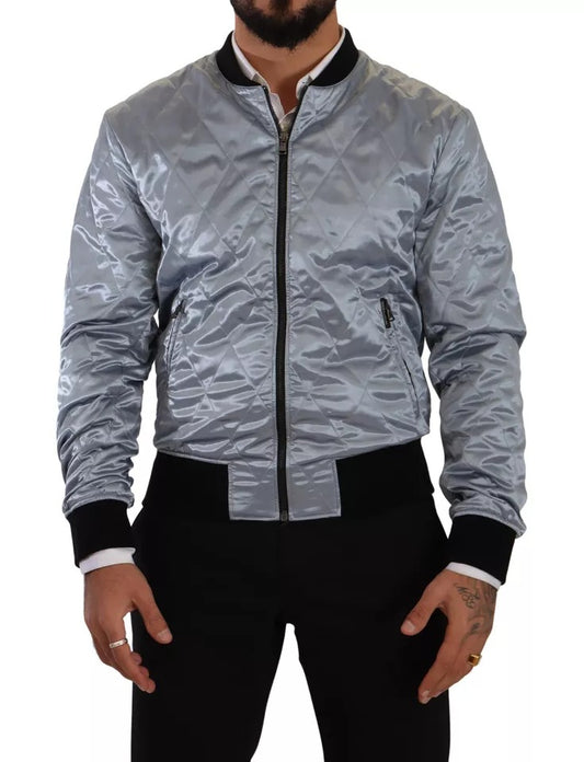 Dolce & Gabbana Light Blue Bomber Coat Men Jacket