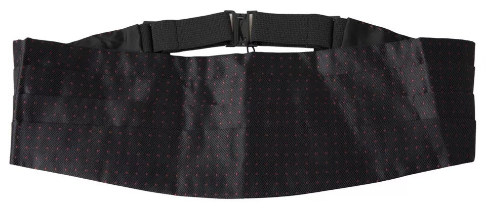 Dolce & Gabbana Black Silk Dotted Waist Tuxedo Belt Cummerbund