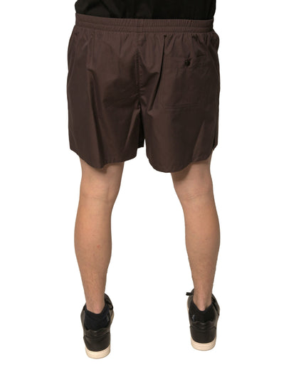 Dolce & Gabbana Brown Cotton Blend Men Mid Waist Shorts