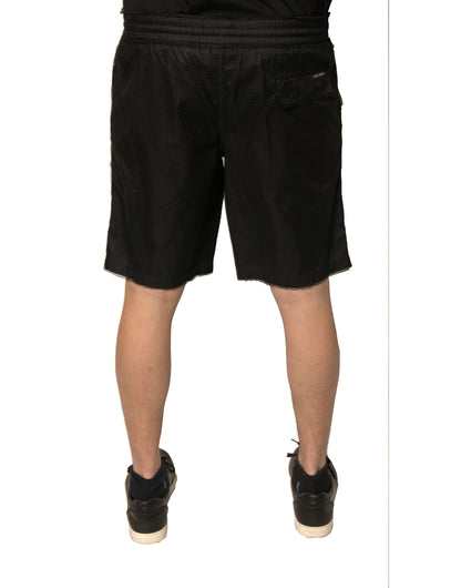 Dolce & Gabbana Black Polyester Jersey Mid Waist Shorts