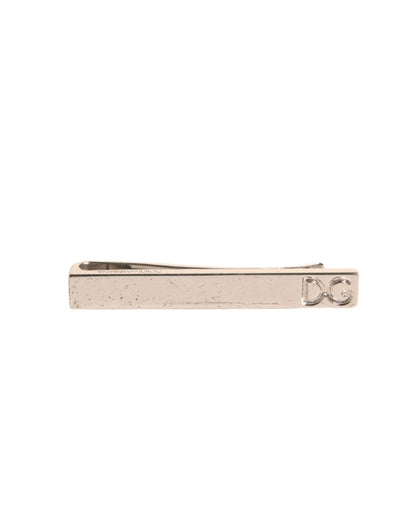 Dolce & Gabbana Silver Tone Brass Logo Branded Tie Clip Bar