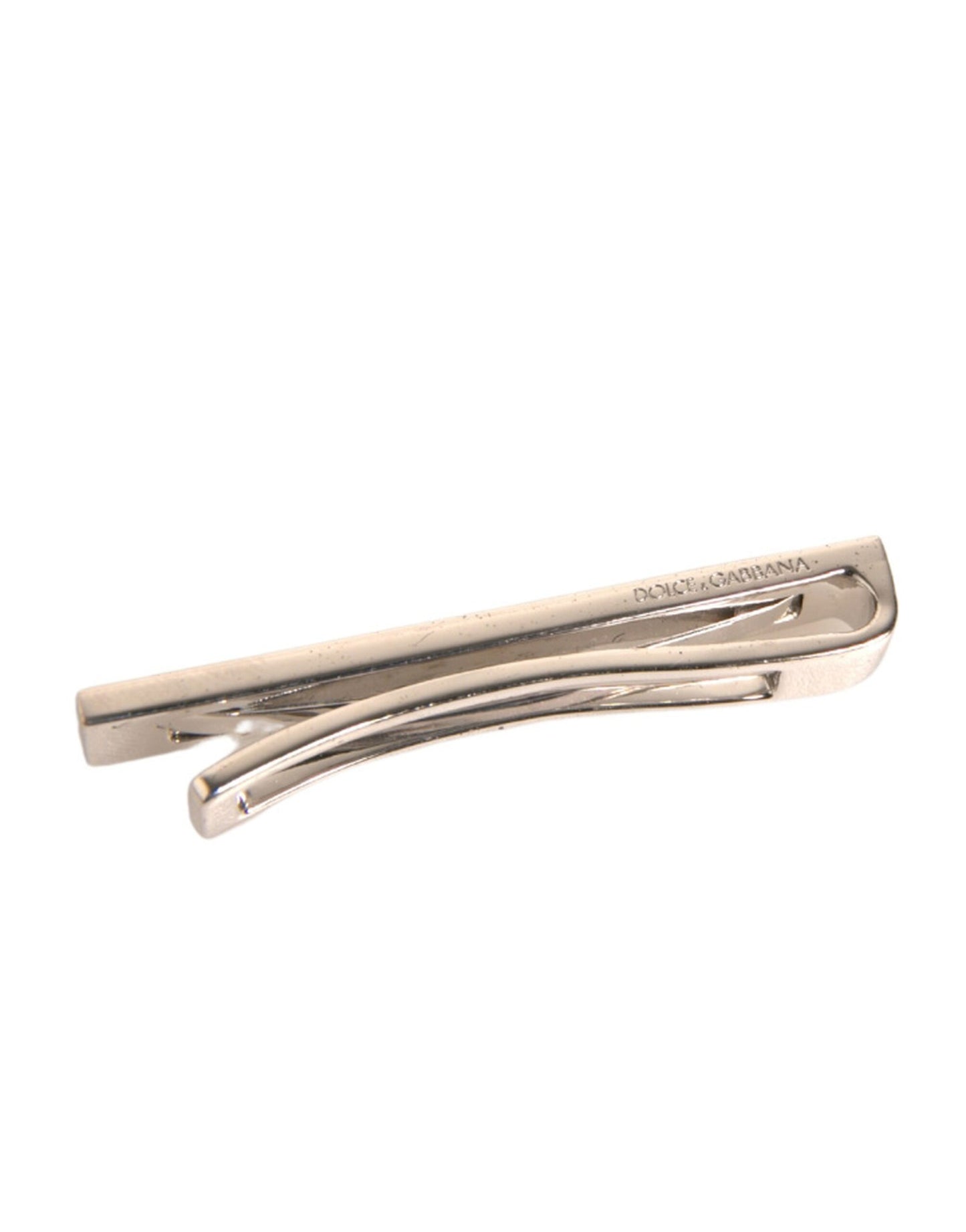 Dolce & Gabbana Silver Tone Brass Logo Branded Tie Clip Bar