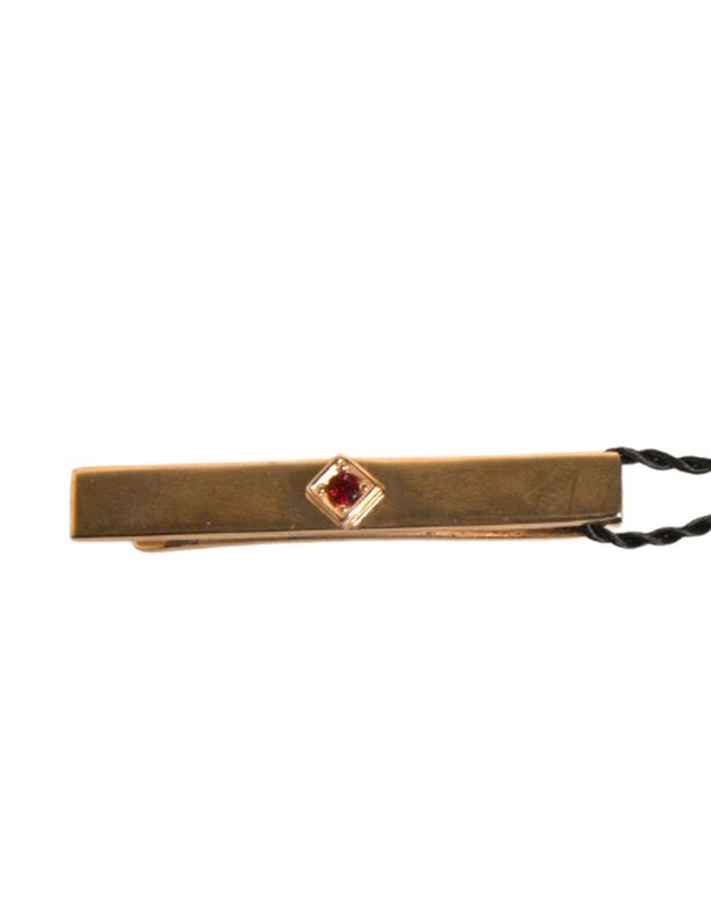 Dolce & Gabbana Gold Tone Brass Crystal Branded Tie Clip Bar