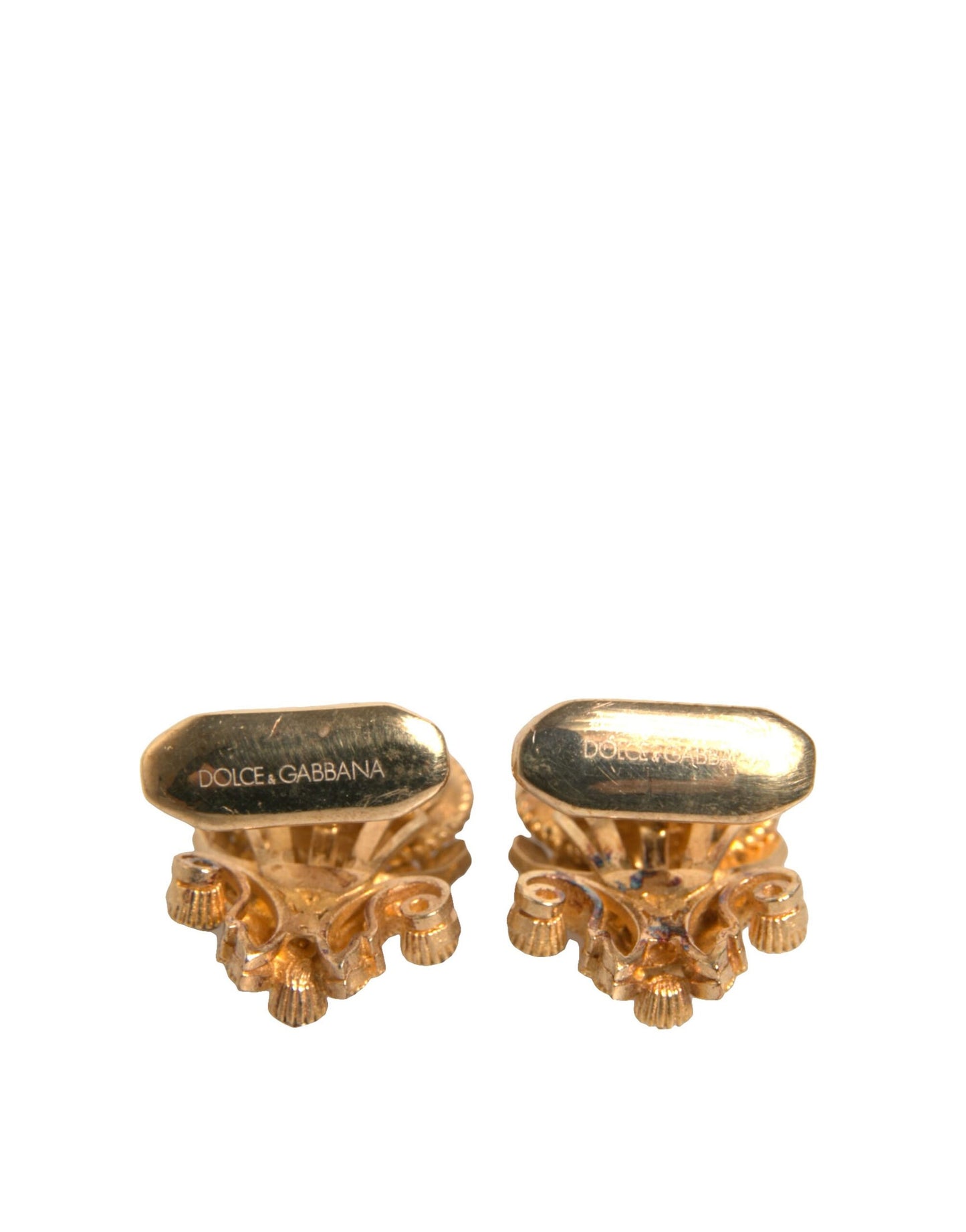 Dolce & Gabbana Gold Tone 925 Sterling Silver Crystal Cufflink