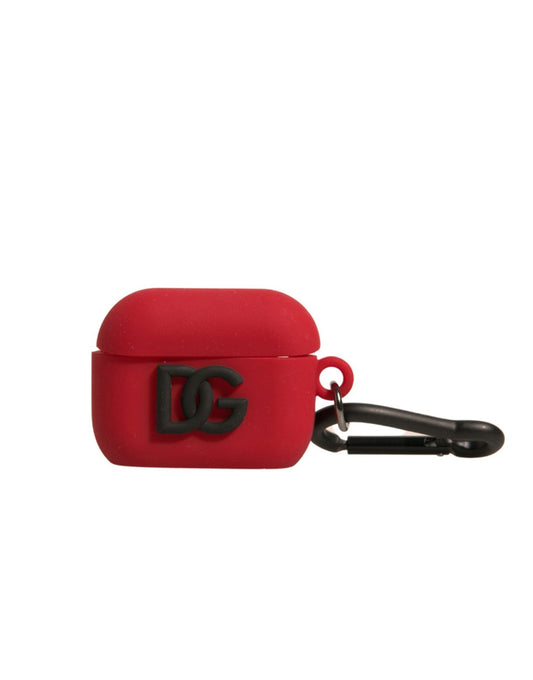 Dolce & Gabbana Red Silicone Rubber Logo Embossed Airpods Case