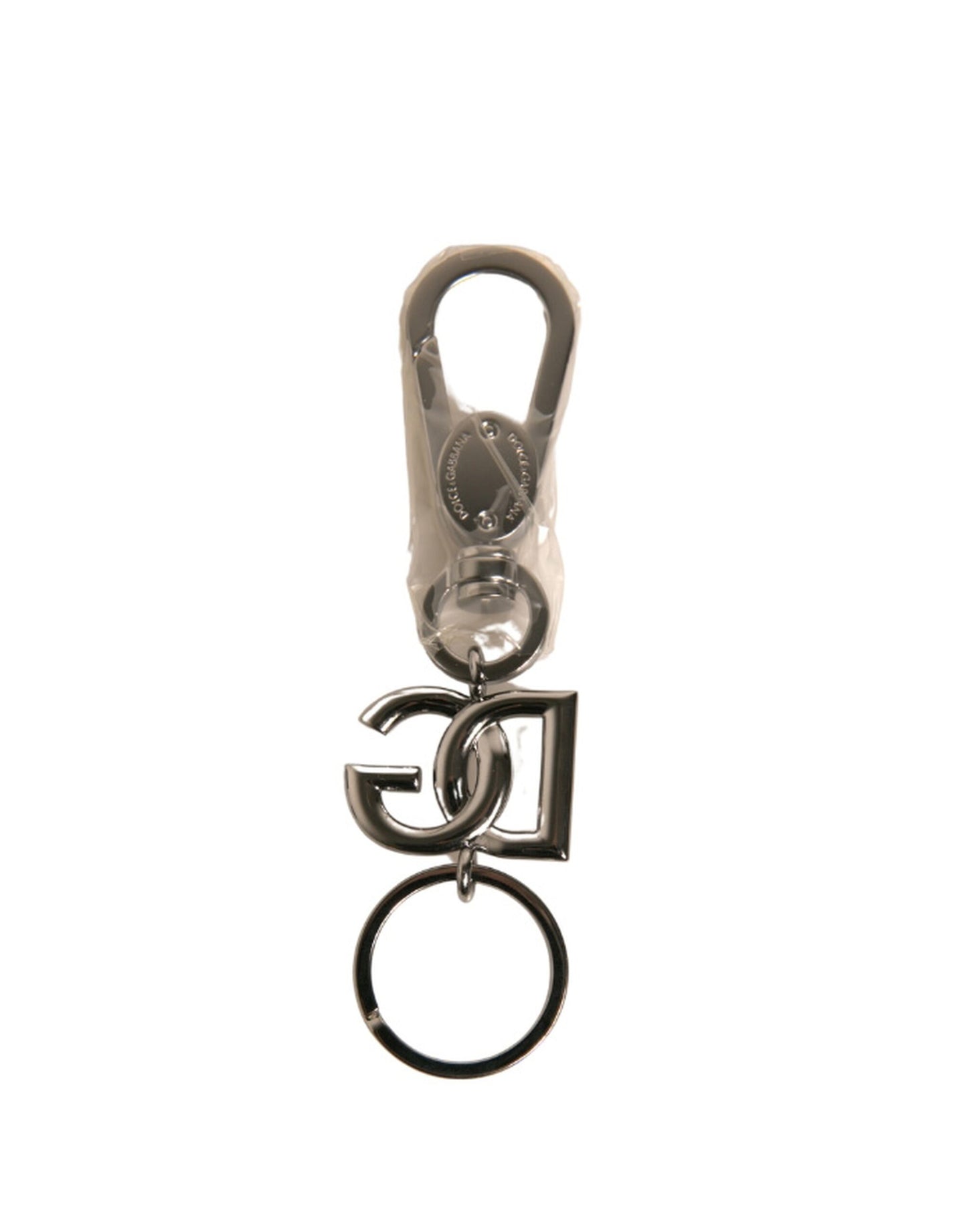 Dolce & Gabbana Silver Brass DG Logo Keychain Metal Ring Keyring