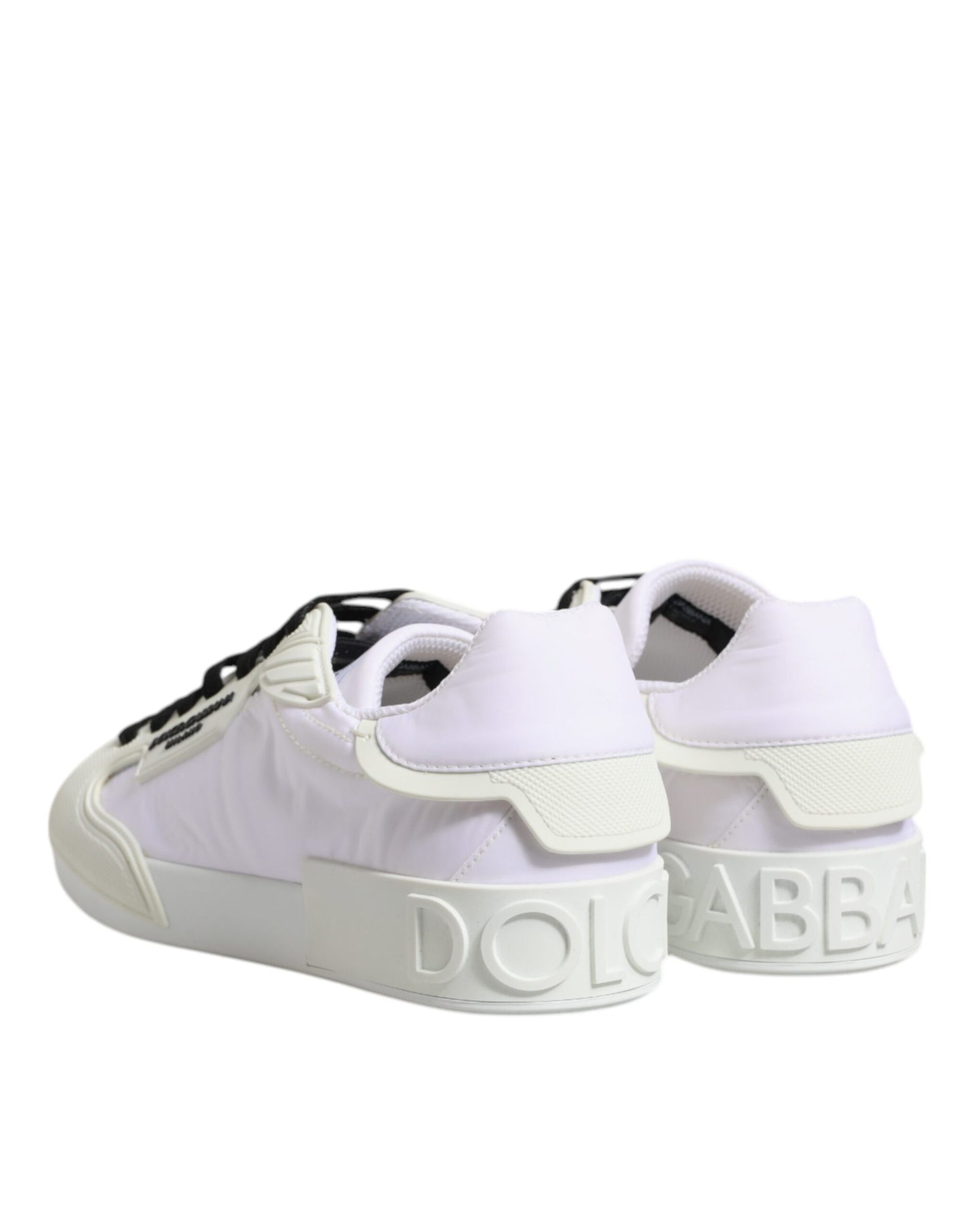 Dolce & Gabbana White Nylon Leather Low Top Sneakers Shoes