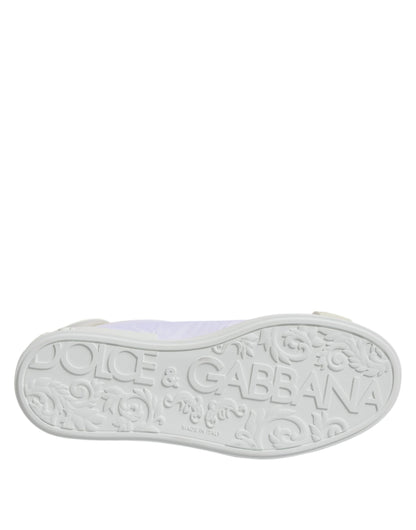 Dolce & Gabbana White Nylon Leather Low Top Sneakers Shoes