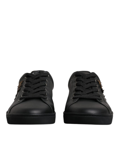 Dolce & Gabbana Black London Sacred Heart Sneakers Shoes