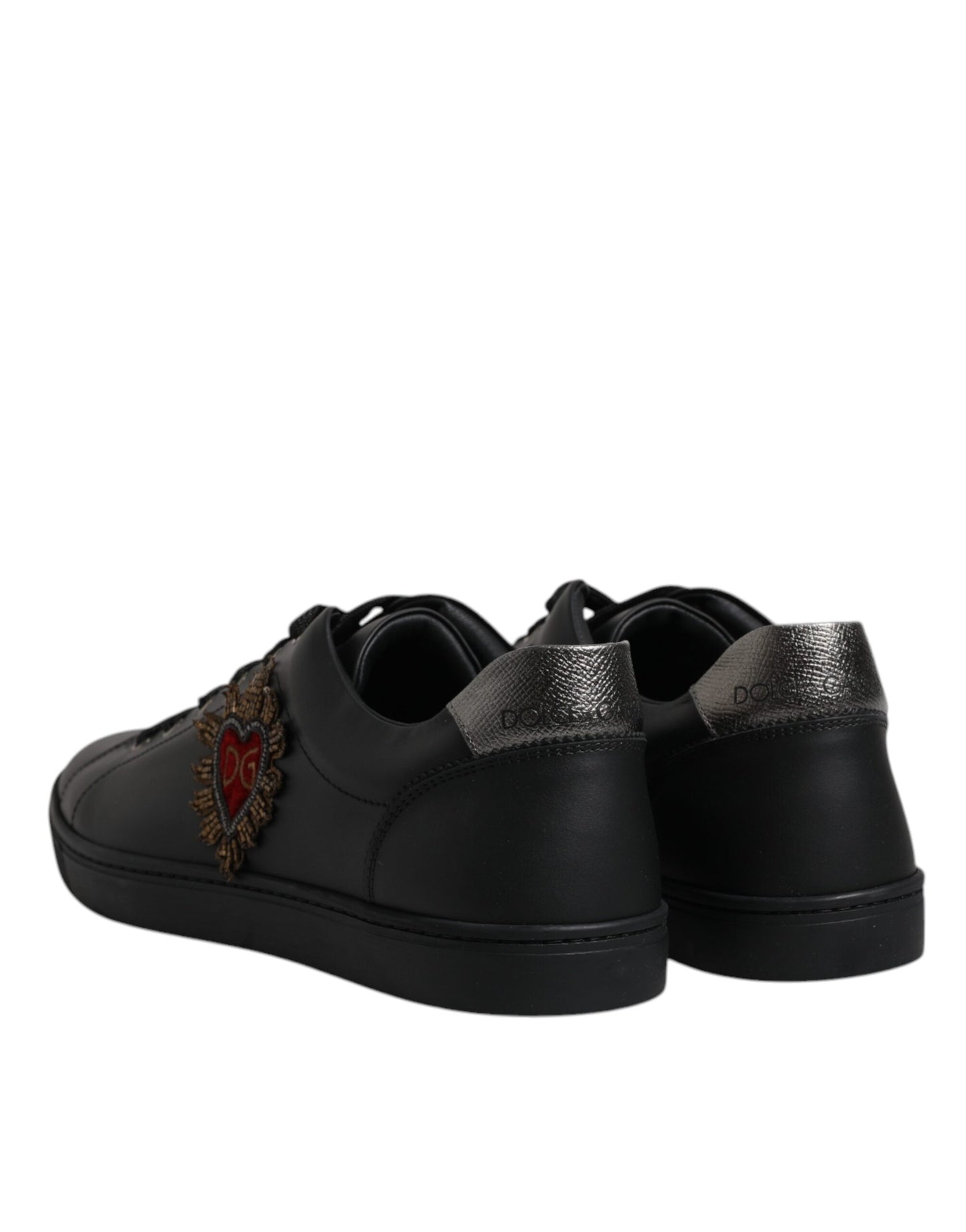 Dolce & Gabbana Black London Sacred Heart Sneakers Shoes