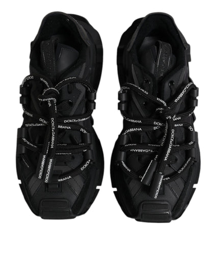 Dolce & Gabbana Black Low Top Space Lace Up Sneakers Shoes