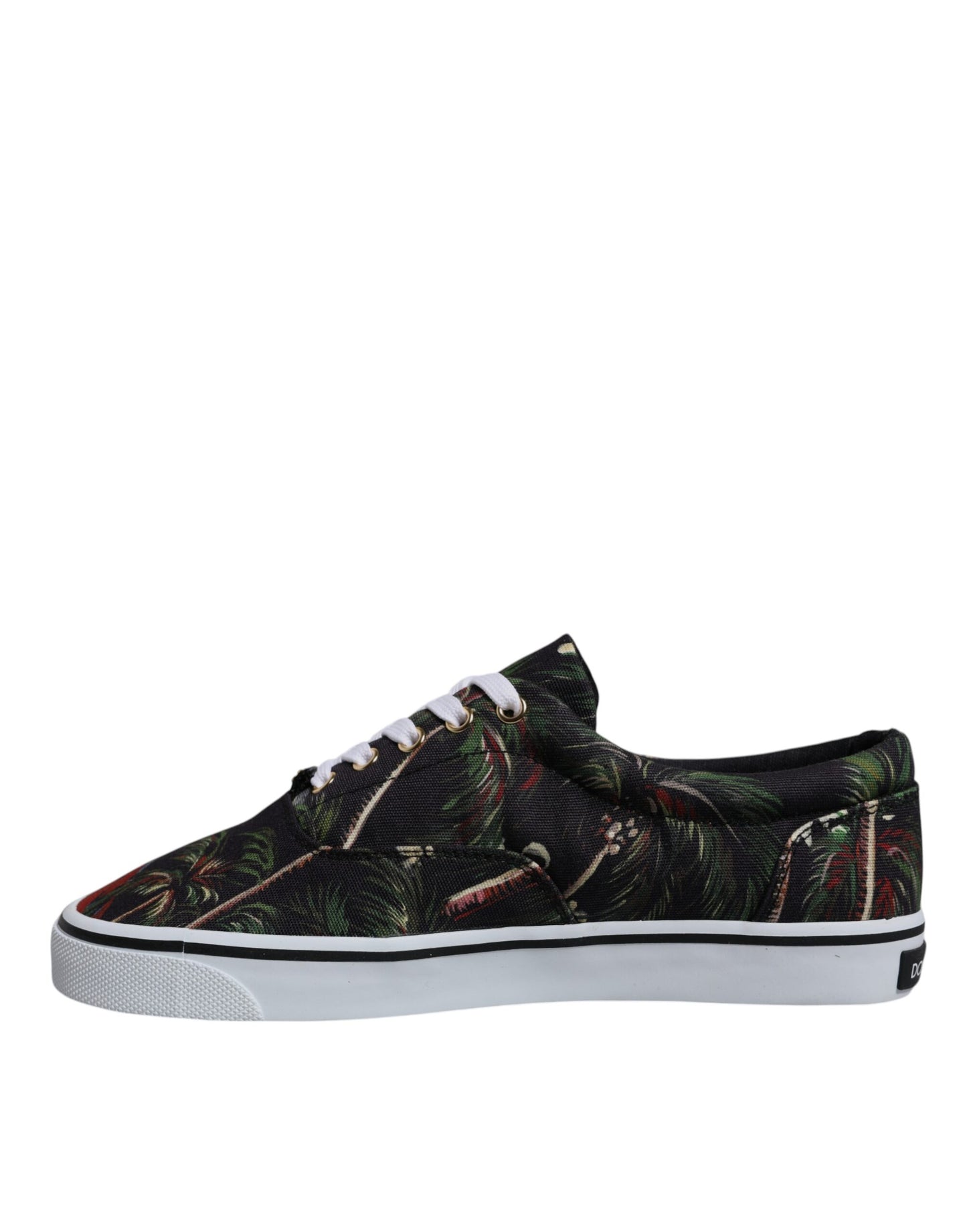 Dolce & Gabbana Black Tropical Print Low Top Sneakers Shoes