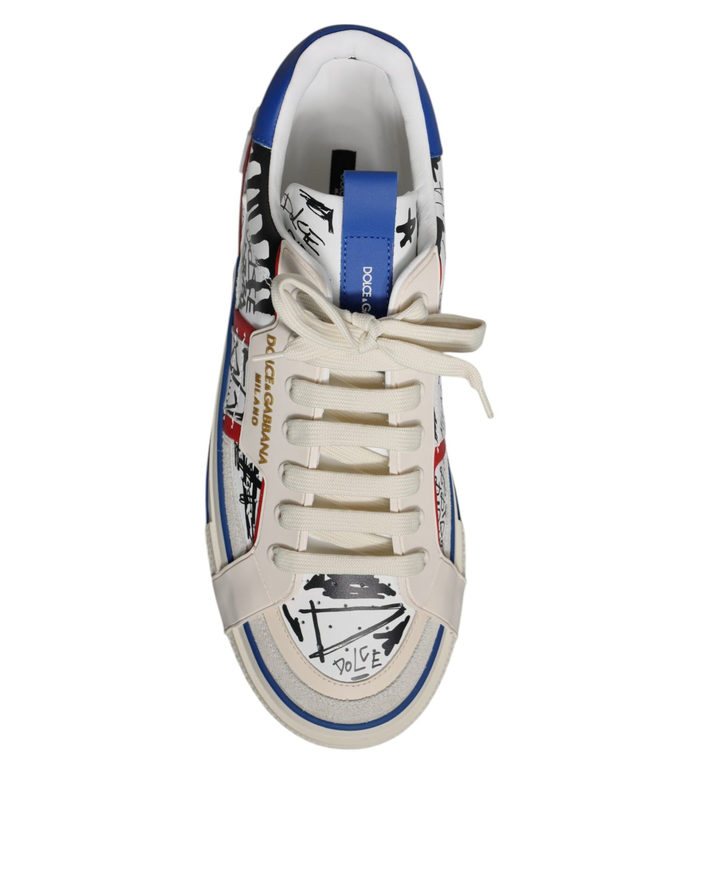 Dolce & Gabbana White Leather Graffiti Custom 2.Zero Sneakers Shoes