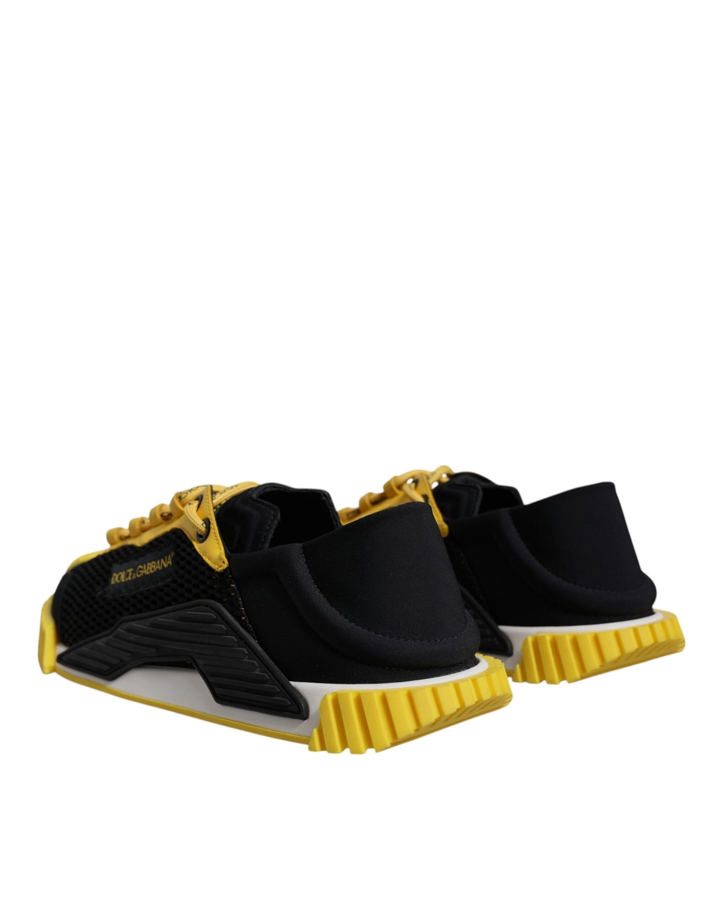 Dolce & Gabbana Black Yellow Low Top NS1 Sneakers Shoes