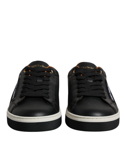 Dolce & Gabbana Black Leather Low Top Men Sneakers Shoes