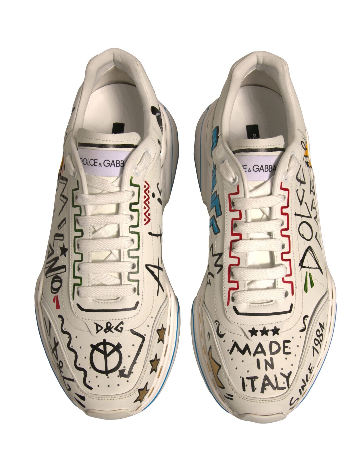 Dolce & Gabbana White Daymaster Hand Painted Sneakers Shoes