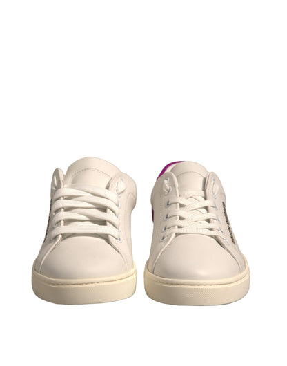 Dolce & Gabbana White Suede Leather Low Top Sneakers Shoes