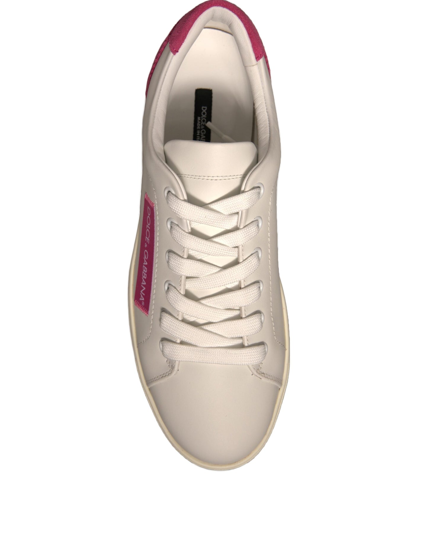 Dolce & Gabbana White Suede Leather Low Top Sneakers Shoes