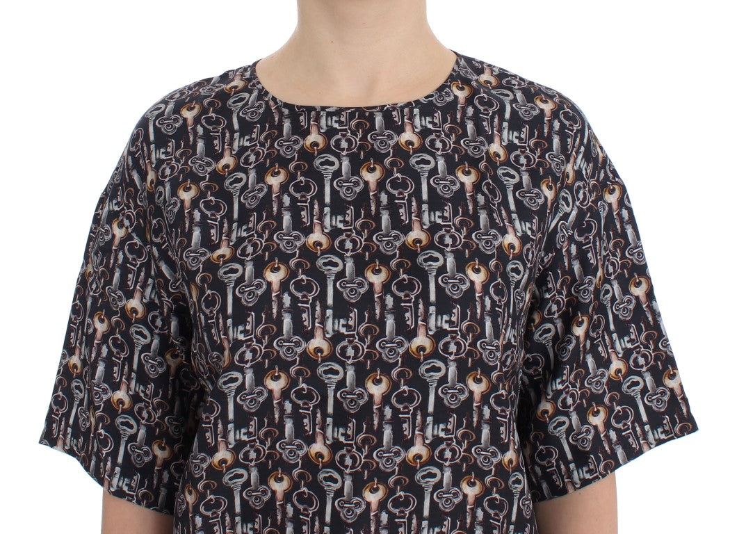 Dolce & Gabbana Enchanted Sicily Silk Blouse with Key Print