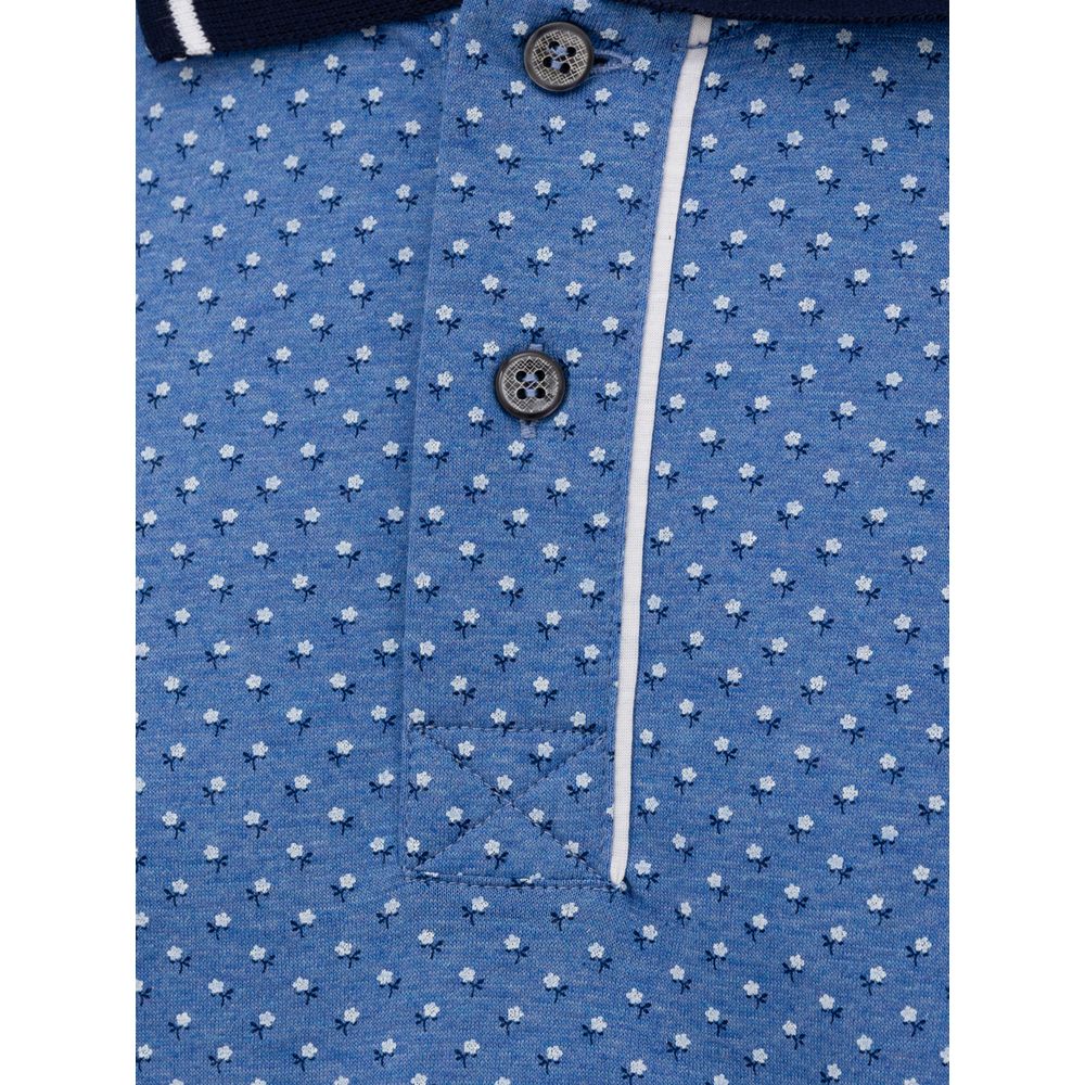 Canali Blue Cotton Polo Shirt