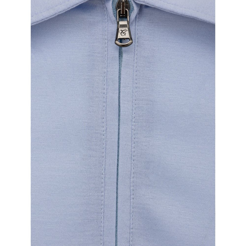 Canali Light Blue Cotton Polo Shirt