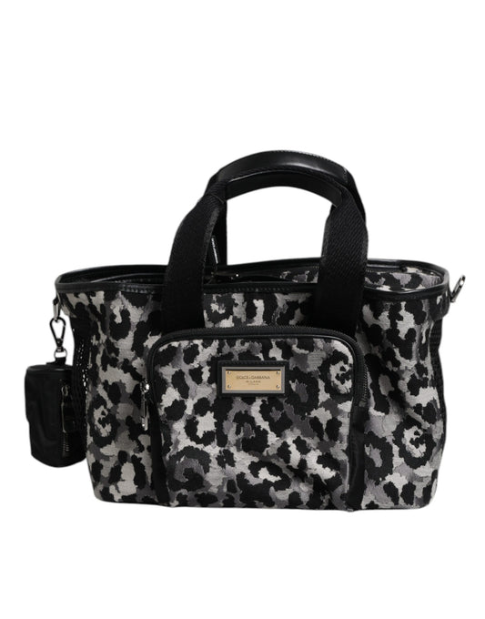 Dolce & Gabbana Multicolor Leopard Print Pet Carry Logo Plaque Bag