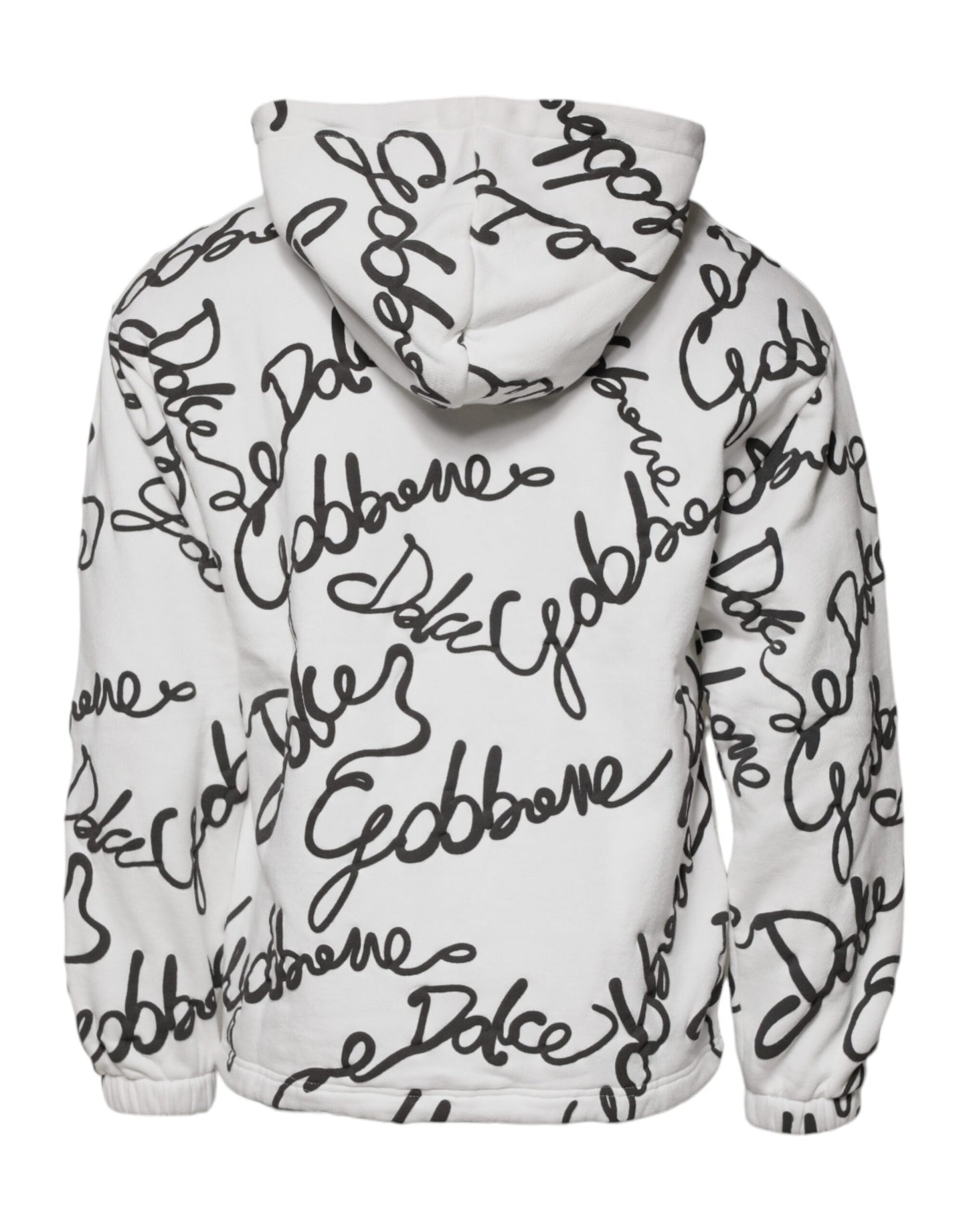 Dolce & Gabbana White Logo Cotton Hooded Sweatshirt Sweater