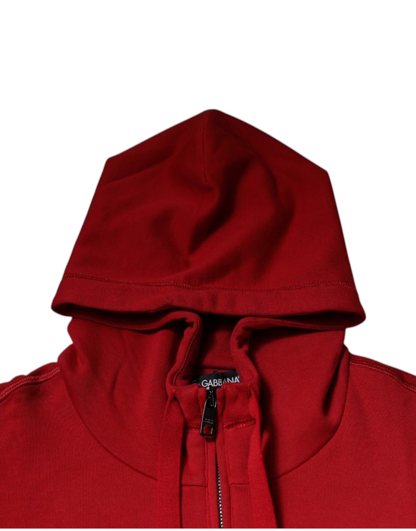 Dolce & Gabbana Red Logo Full Zip Hooded Sweatshirt Sweater