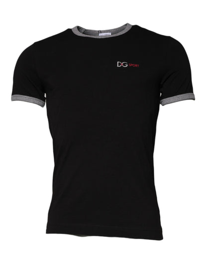 Dolce & Gabbana Black Cotton DG Sport Crew Neck T-shirt