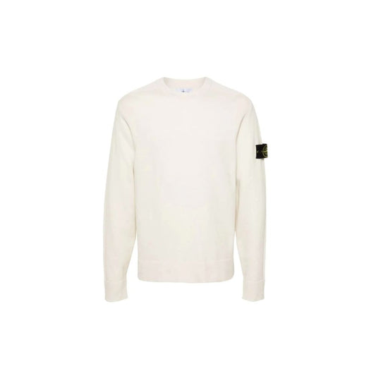 Stone Island White Wool Men's Sweater