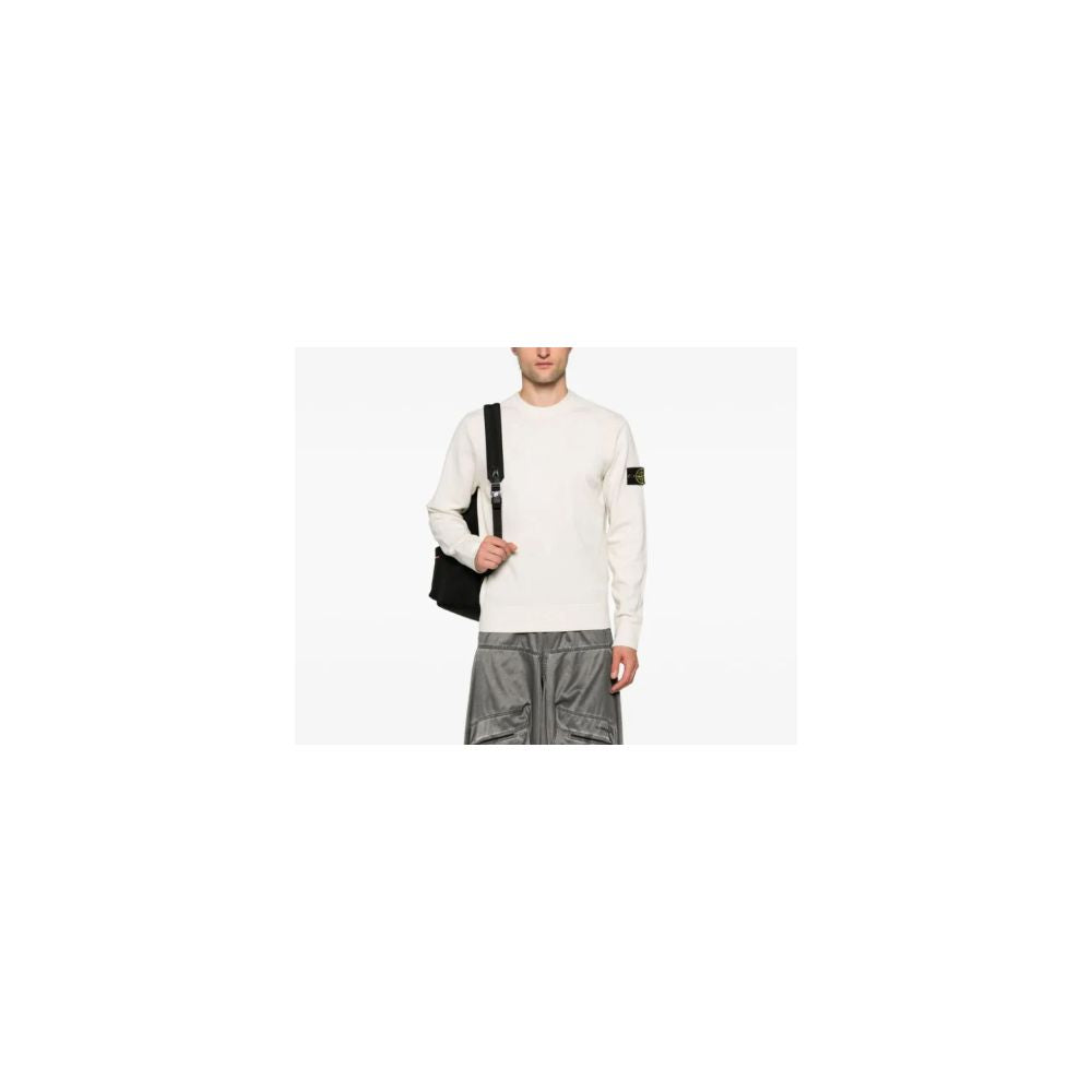 Stone Island White Wool Men's Sweater