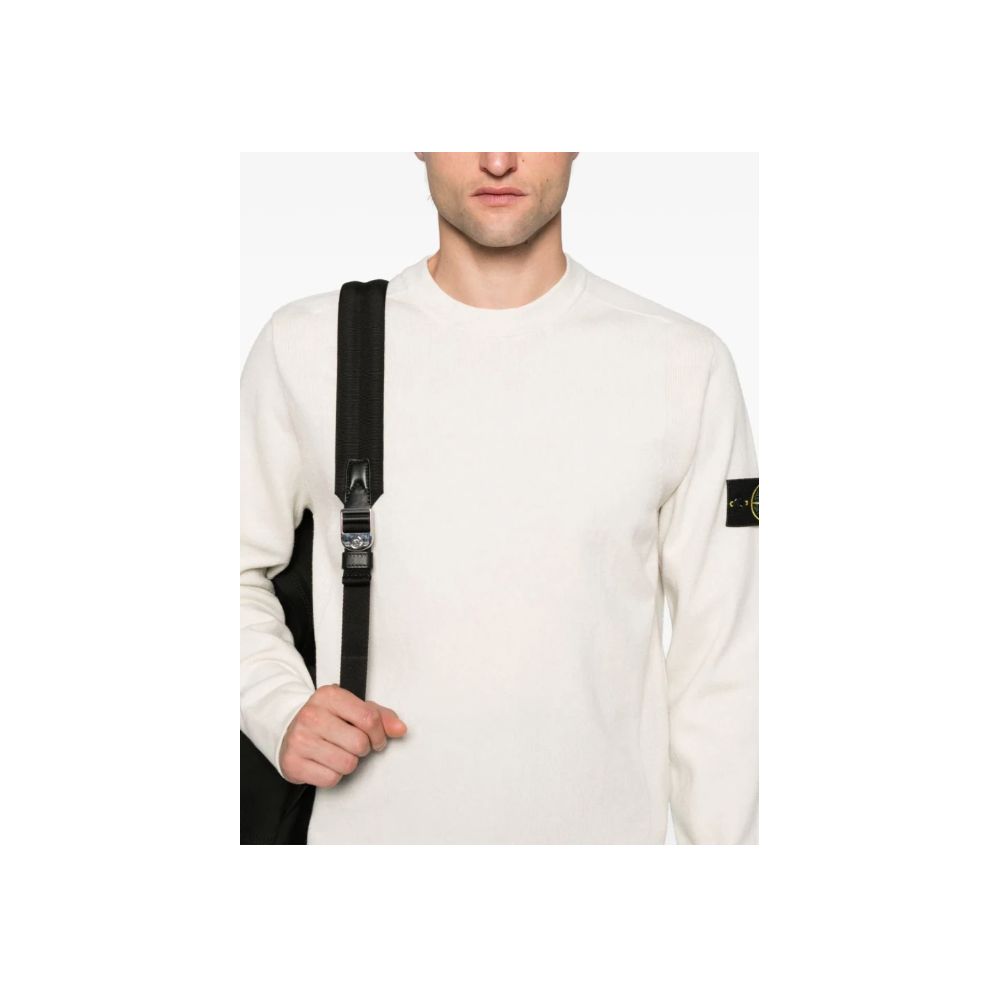 Stone Island White Wool Men's Sweater