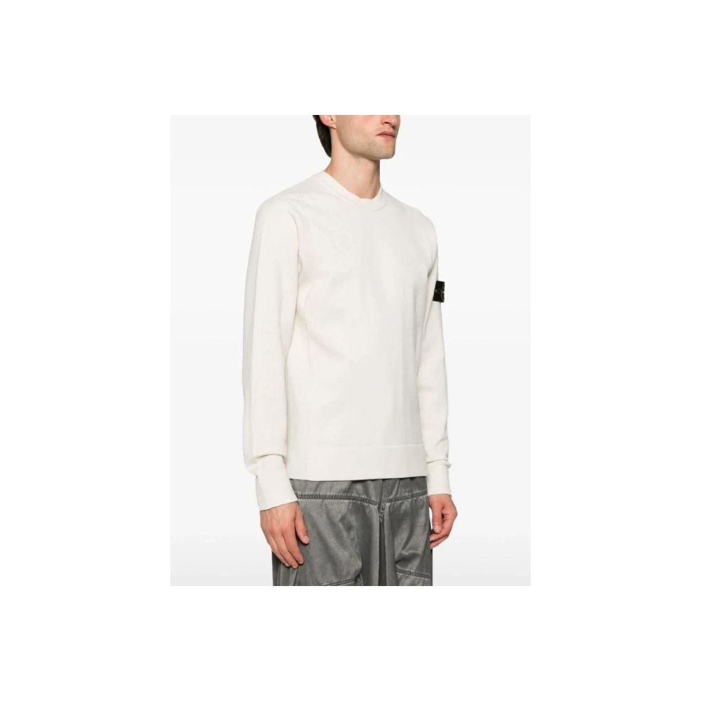 Stone Island White Wool Men's Sweater