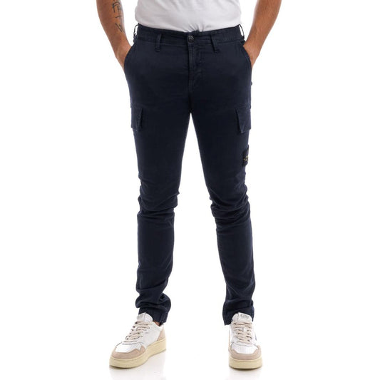 Stone Island Blue Cotton Jeans & Pant