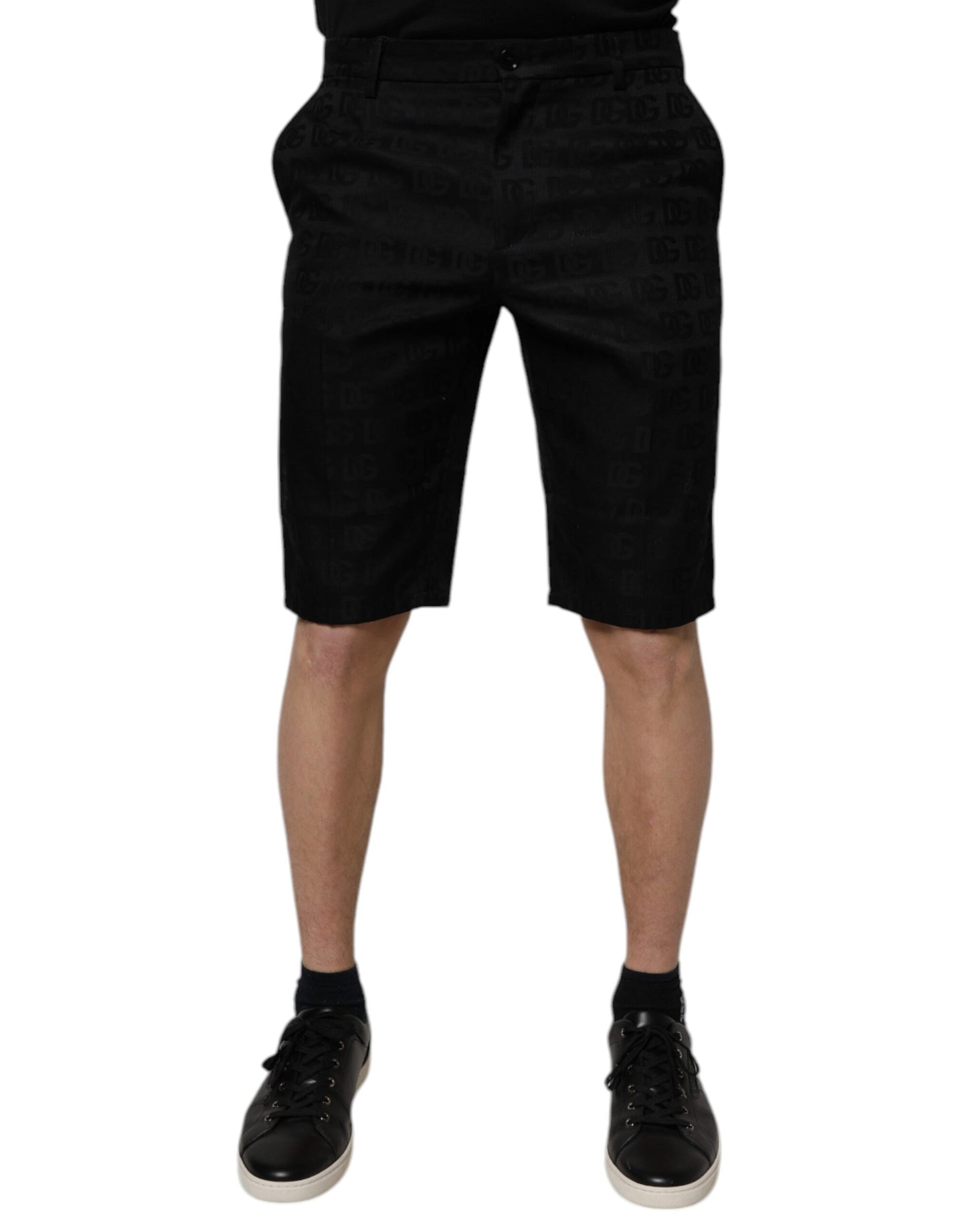 Dolce & Gabbana Black Cotton Casual Mid Waist Chino Shorts