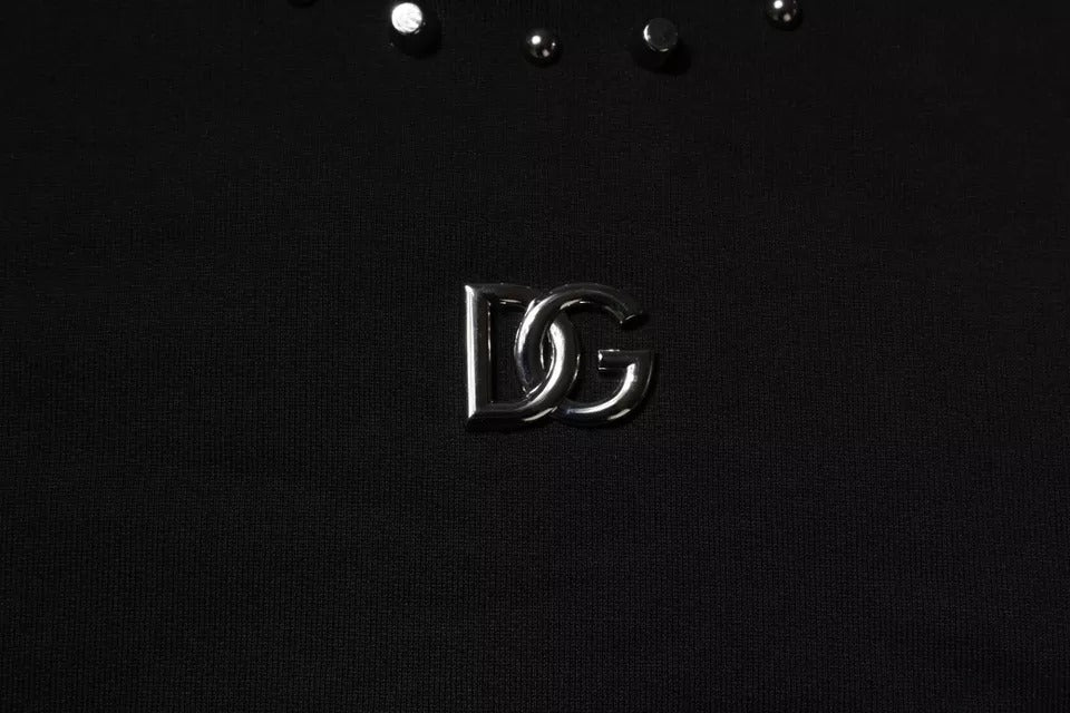 Dolce & Gabbana Black Logo Stud Pullover Sweatshirt Sweater