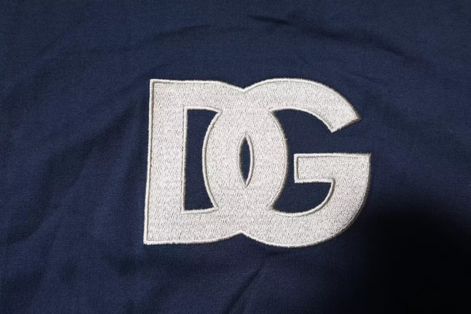 Dolce & Gabbana Blue Floral Logo CrewNeck Pullover Sweater