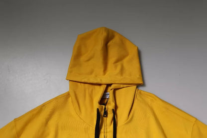 Dolce & Gabbana Yellow Logo Plaque Hooded Full Zip Sweater