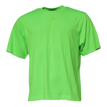 Dolce & Gabbana Green Logo Polyester Crew Neck T-shirt