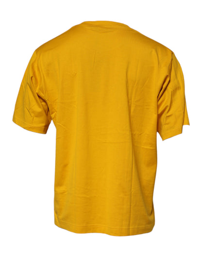 Dolce & Gabbana Dark Yellow Logo Cotton Men Crew Neck T-shirt