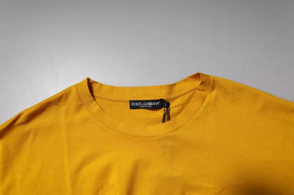 Dolce & Gabbana Dark Yellow Logo Cotton Men Crew Neck T-shirt