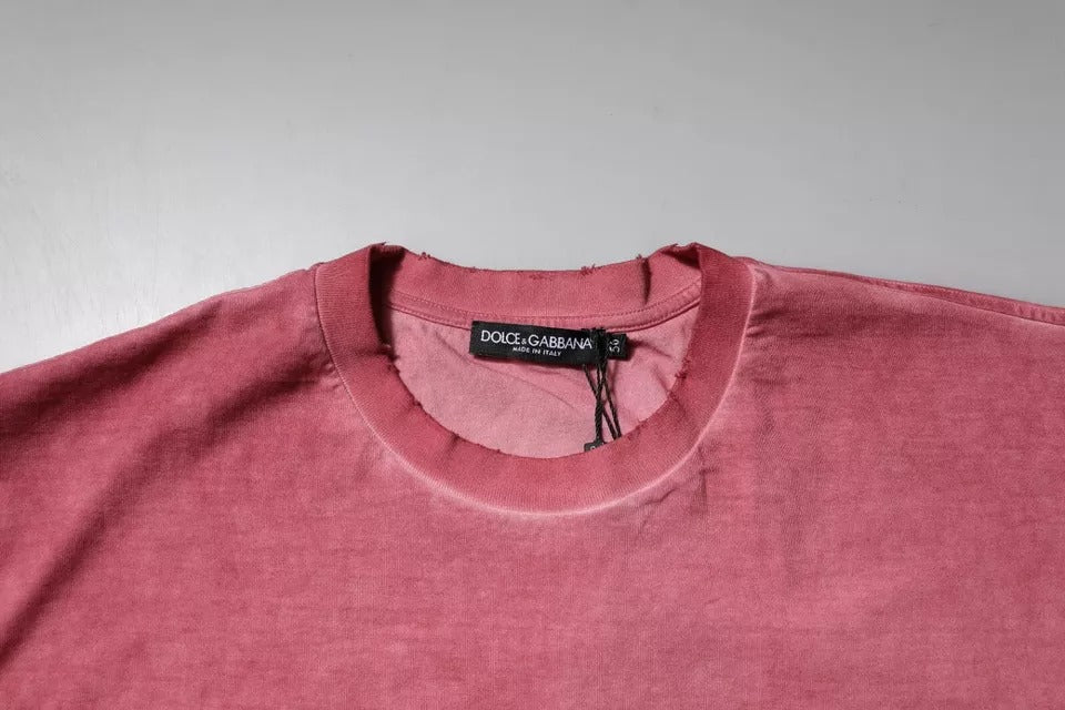 Dolce & Gabbana Pink Logo Print Cotton Crew Neck T-shirt