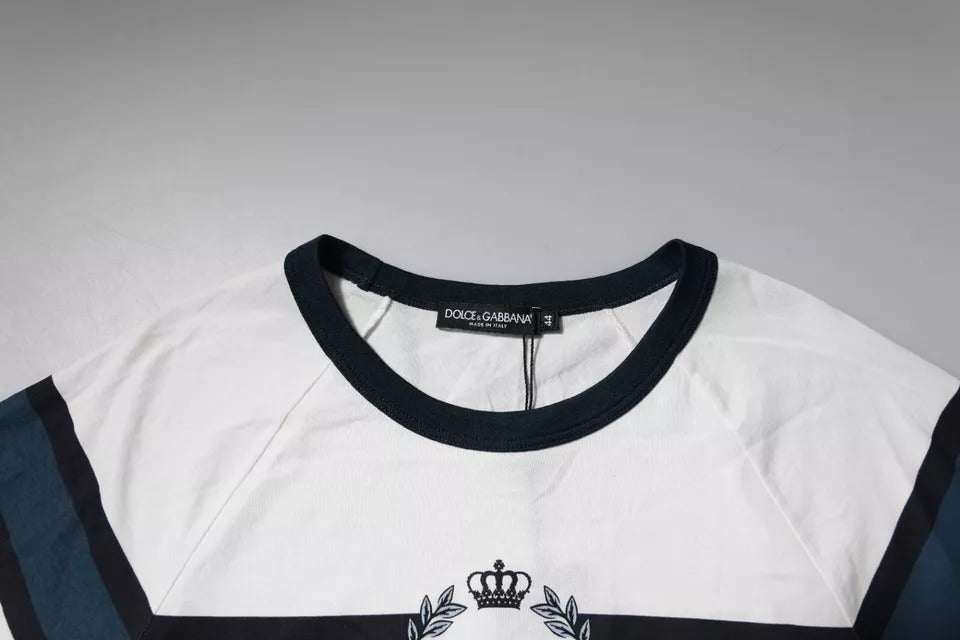 Dolce & Gabbana White Logo Print Cotton Men Crew Neck T-shirt