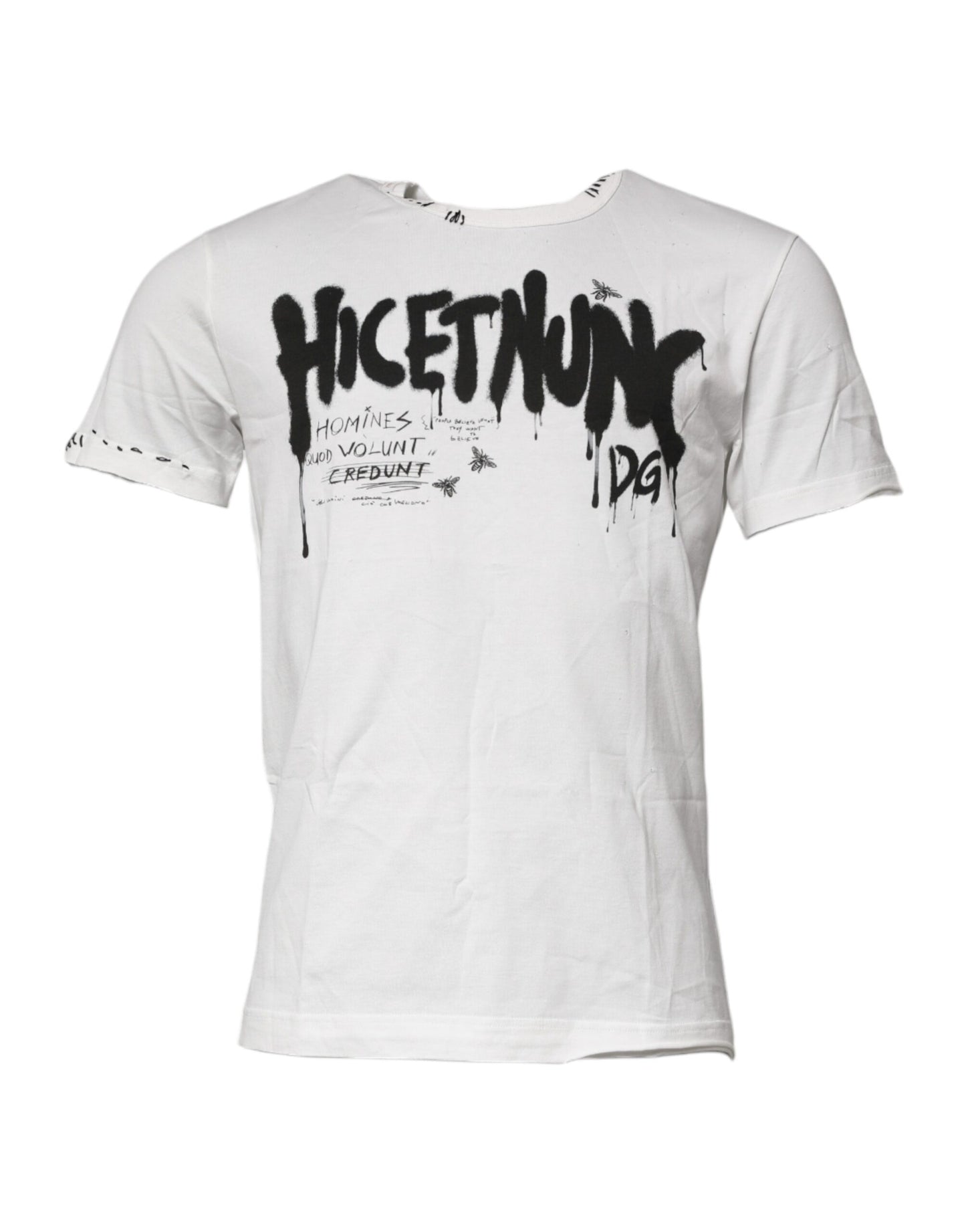 Dolce & Gabbana White Graphic Print Cotton Crew Neck T-shirt